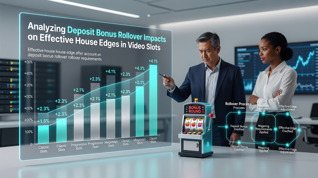 Chart displaying effective house edge variations across different rollover multipliers in video slots
