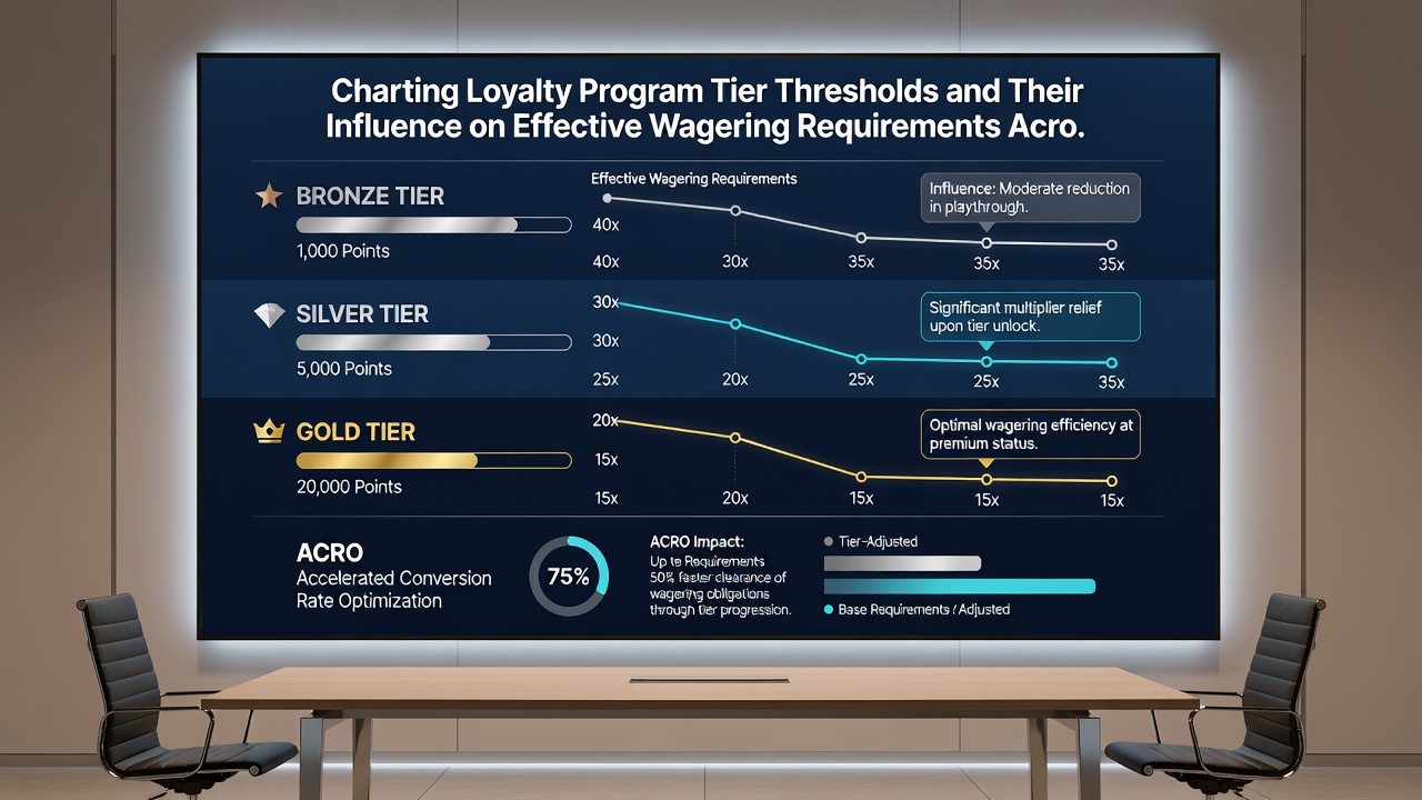 Chart comparing wagering requirement reductions across loyalty tiers in networked casino operations