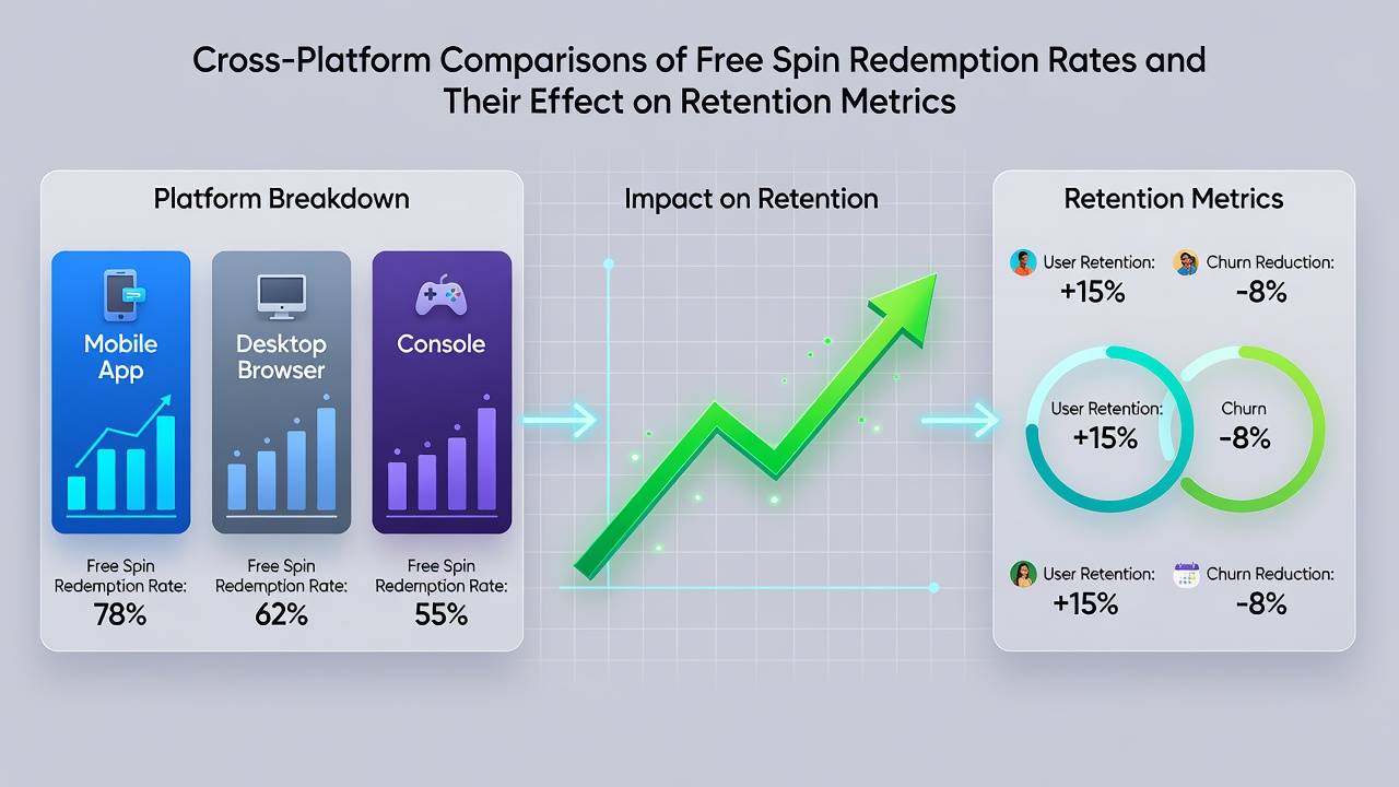 Graph illustrating retention curves following free spin redemptions on multiple casino platforms