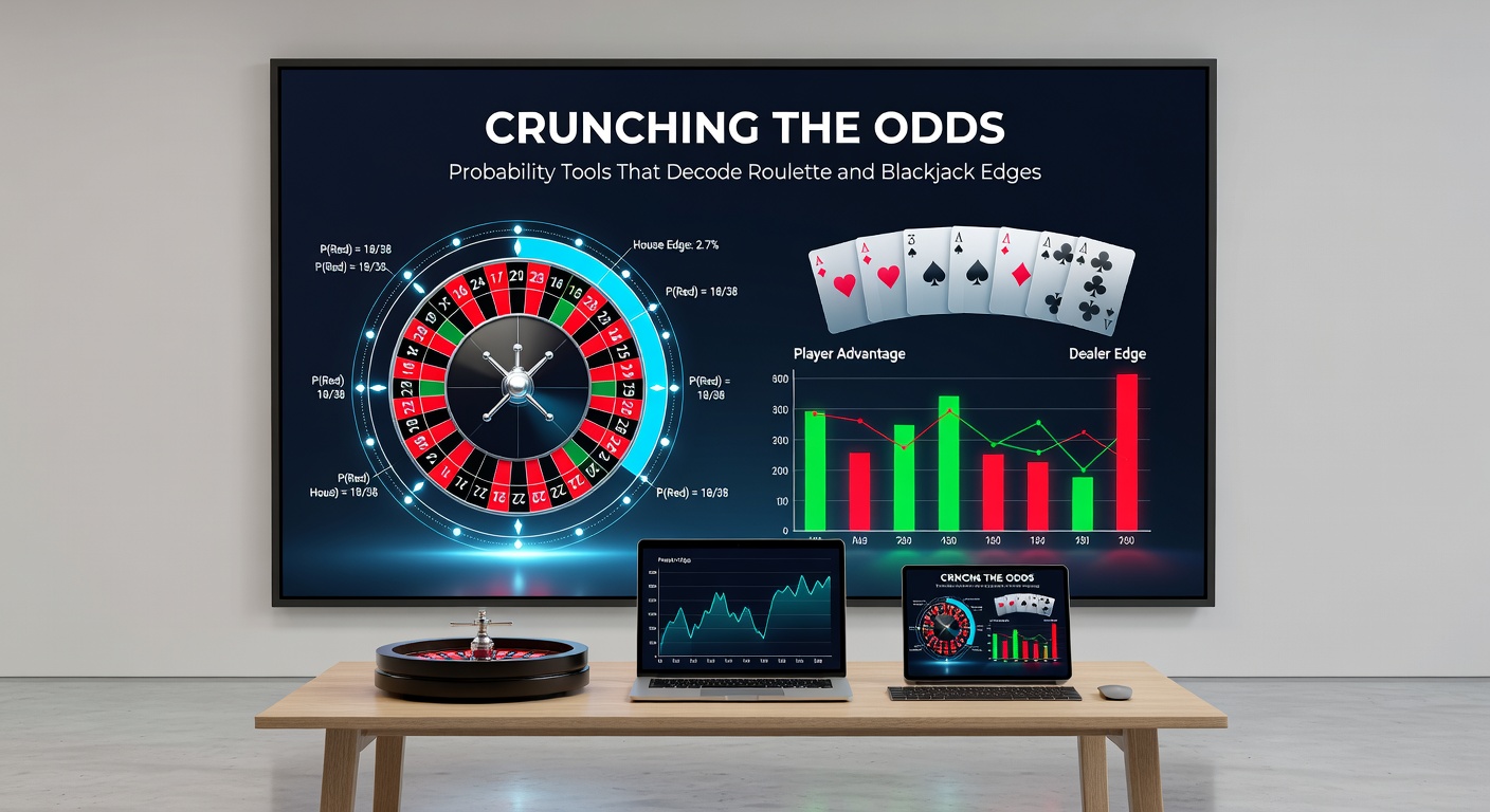 Close-up of blackjack table with holographic probability overlays showing card counts, deck penetration, and edge calculations in real-time