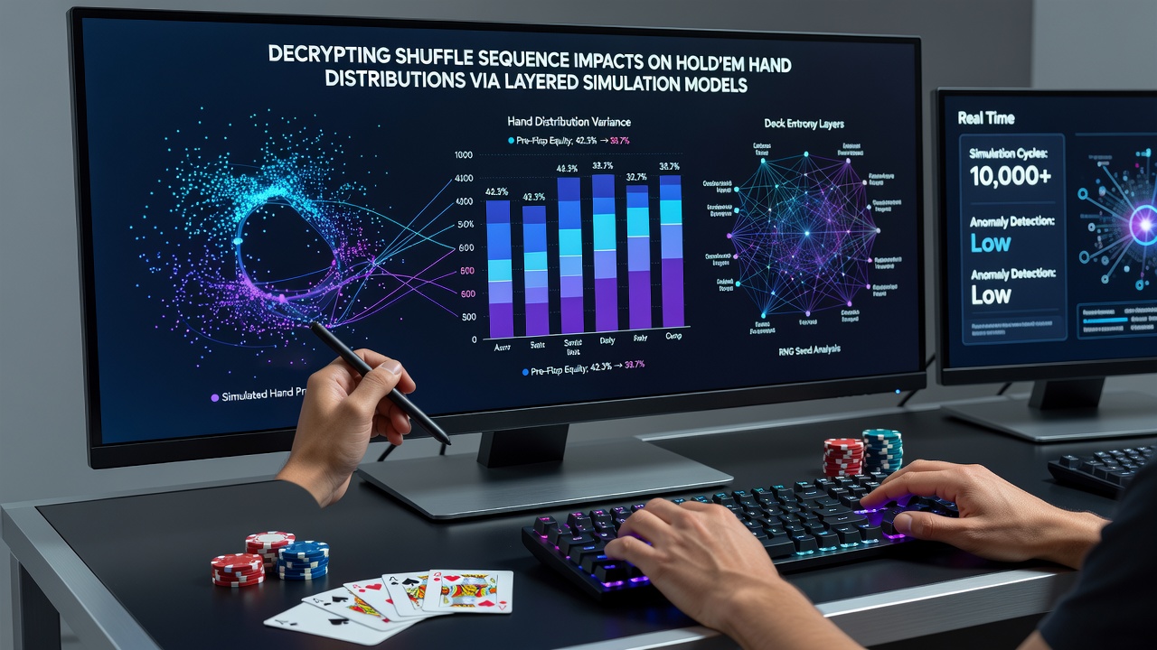 Visual representation of simulation output graphs comparing standard versus biased shuffle sequence impacts on poker hand types