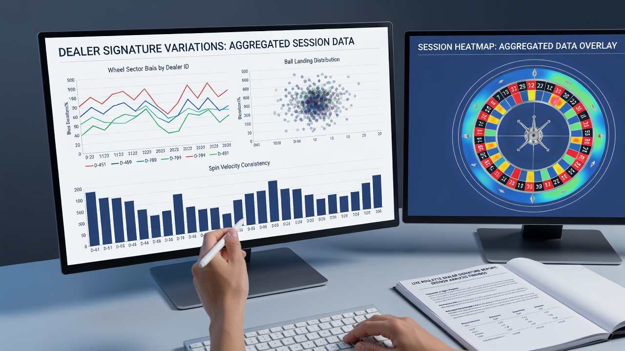 Data visualization charts showing aggregated roulette spin distributions by dealer