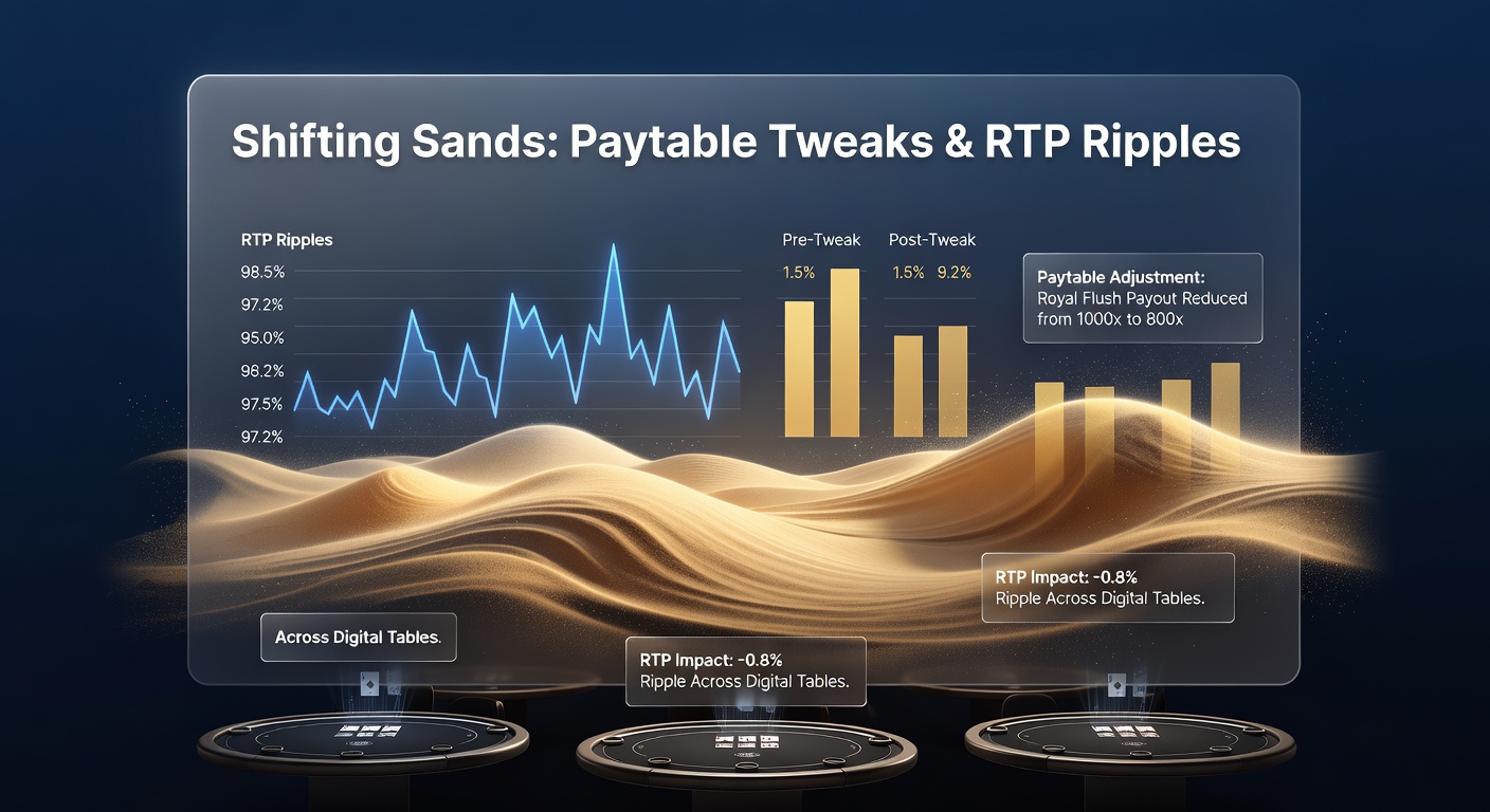 Graph illustrating RTP fluctuations across different Let It Ride paytables from simulation data